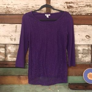 SOLD Scoop Neck Lace Detail Top